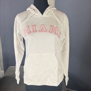Women’s White Embroidered MIAMI College Hoodie Size S NEW